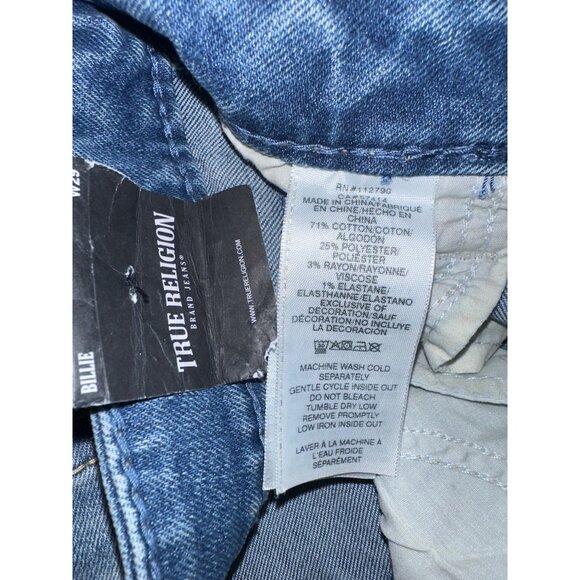 NWT True Religion Billie Big T Stitch Mid Rise Straight Jeans Size 29 - Picture 10 of 16